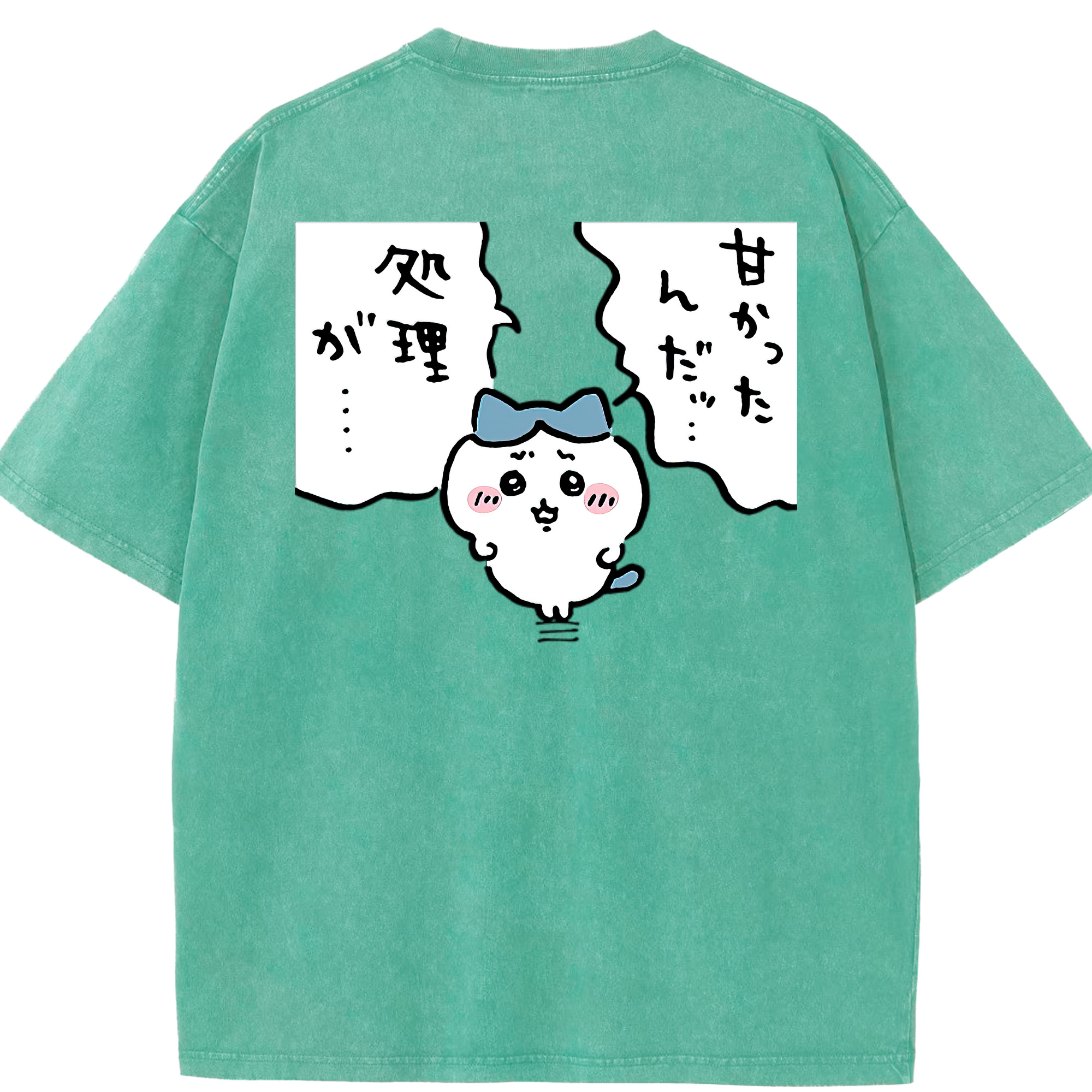 （画像用） ちいかわ ハチワレ Chii-kawa hachiware 綿100% ヴィンテージ風 半袖Tシャツ（背面プリント）